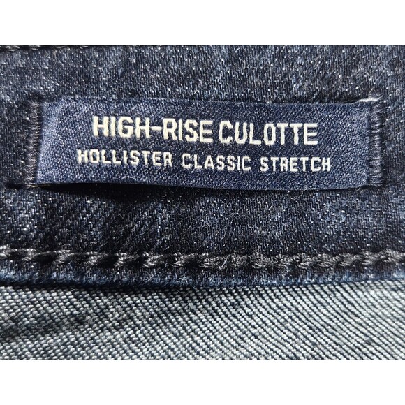 Hollister High Rise Culotte Classic Stretch Jeans Size 23 X 22 Raw Hem Blue - Picture 8 of 9